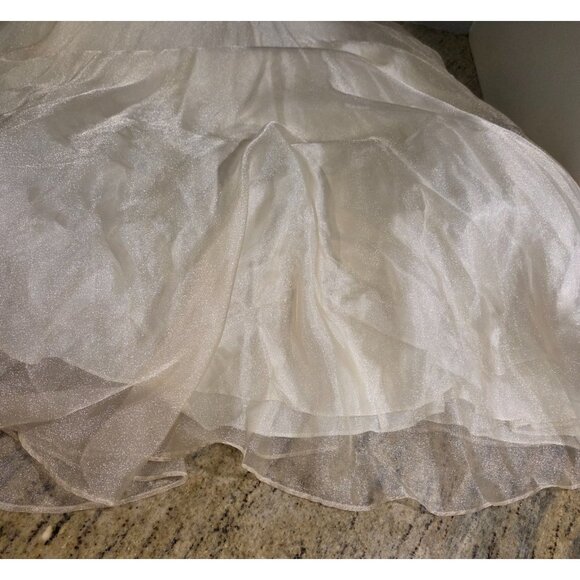 New! Te Rez New York Vintage Champagne Brocade Tull Formal Dress Size 10 Halter - Picture 5 of 16